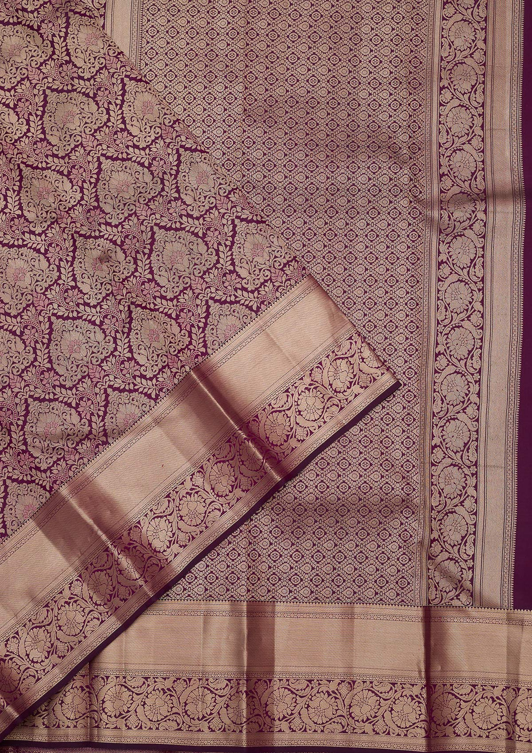 Wine Zariwork (Gold) Pure Silk Silk_Saree