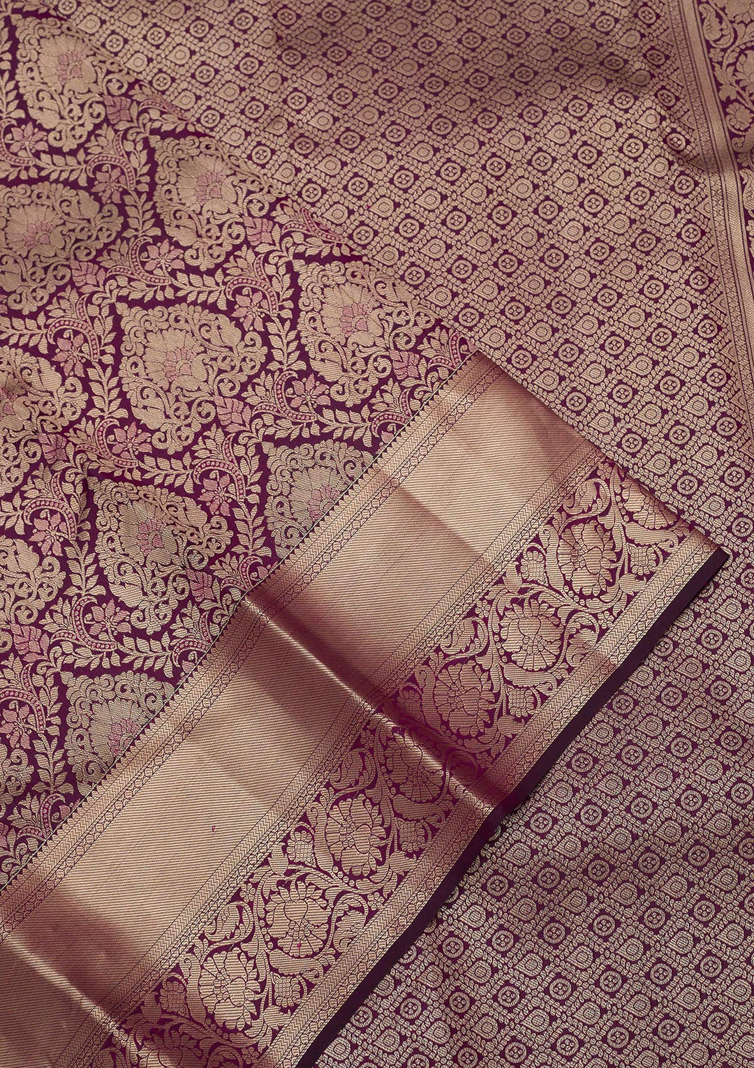 Wine Zariwork (Gold) Pure Silk Silk_Saree