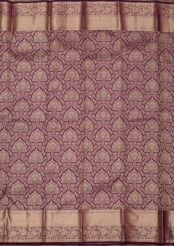 Wine Zariwork (Gold) Pure Silk Silk_Saree