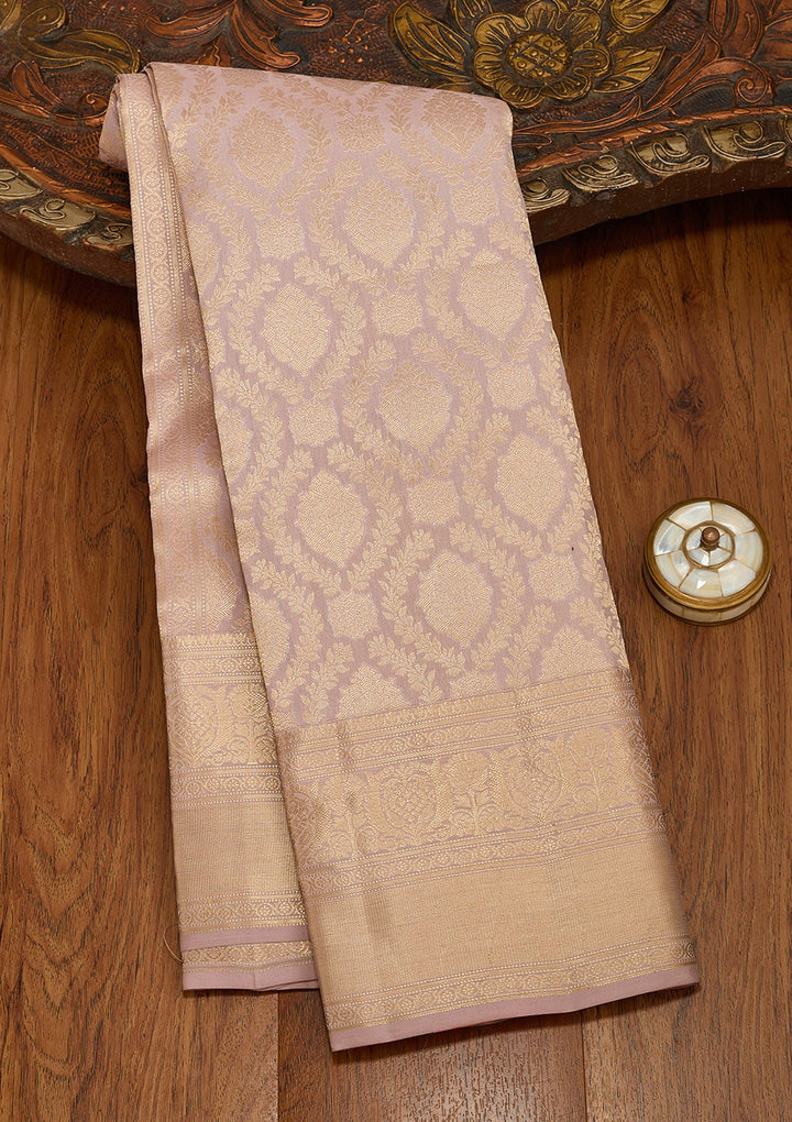 Mauve Zariwork Pure Silk Saree-koskii