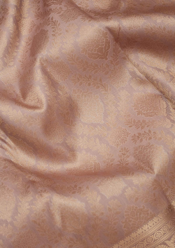 Mauve Zariwork Pure Silk Saree-koskii