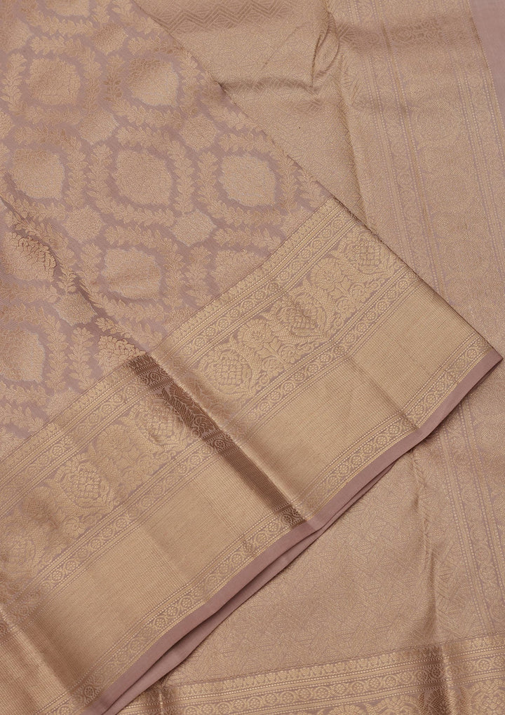 Mauve Zariwork Pure Silk Saree-koskii