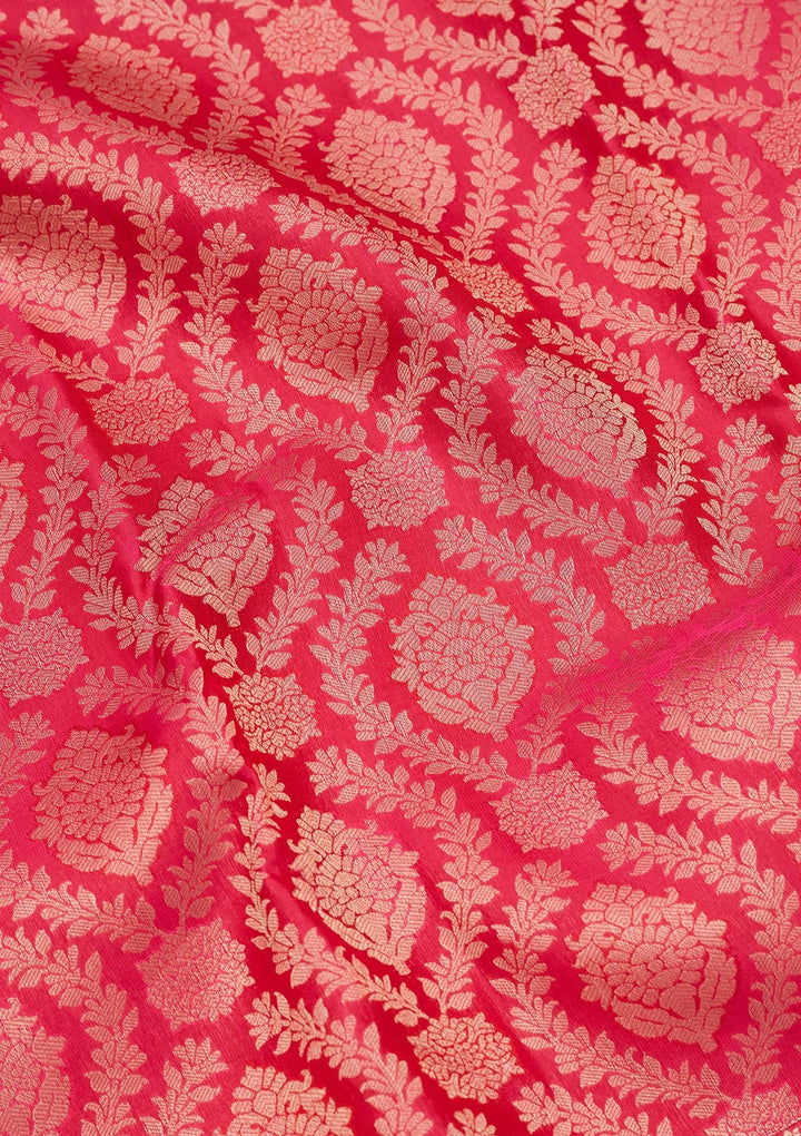 Rani Pink Zariwork Pure Silk Saree-koskii