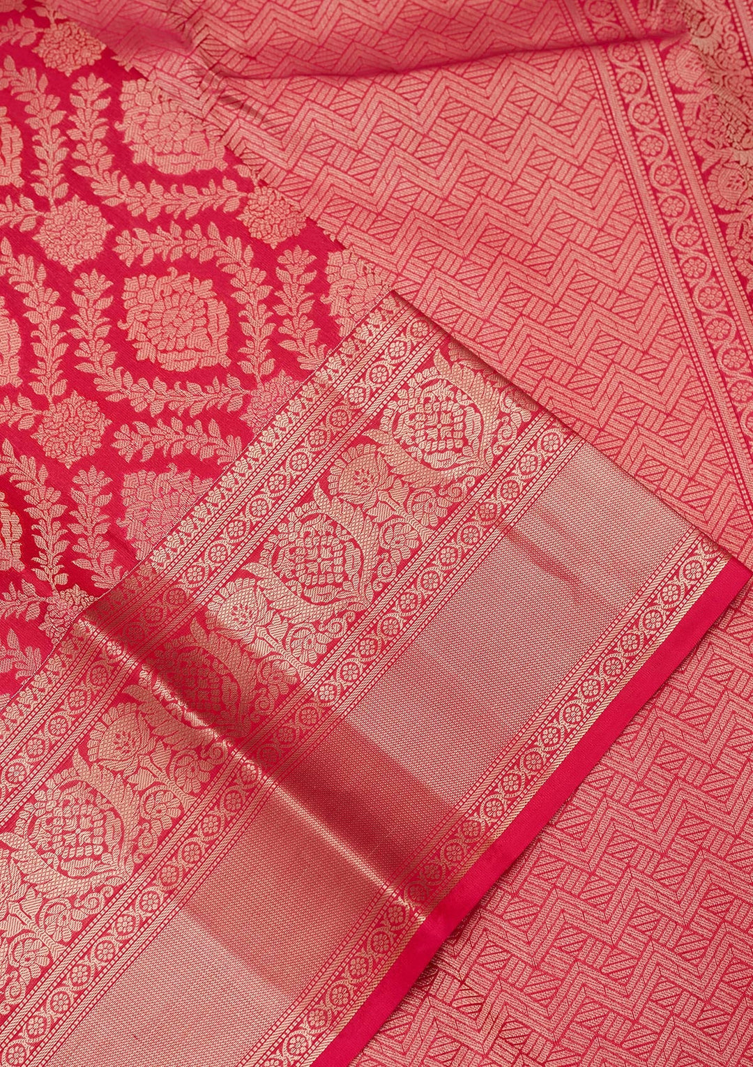 Rani Pink Zariwork Pure Silk Saree-koskii