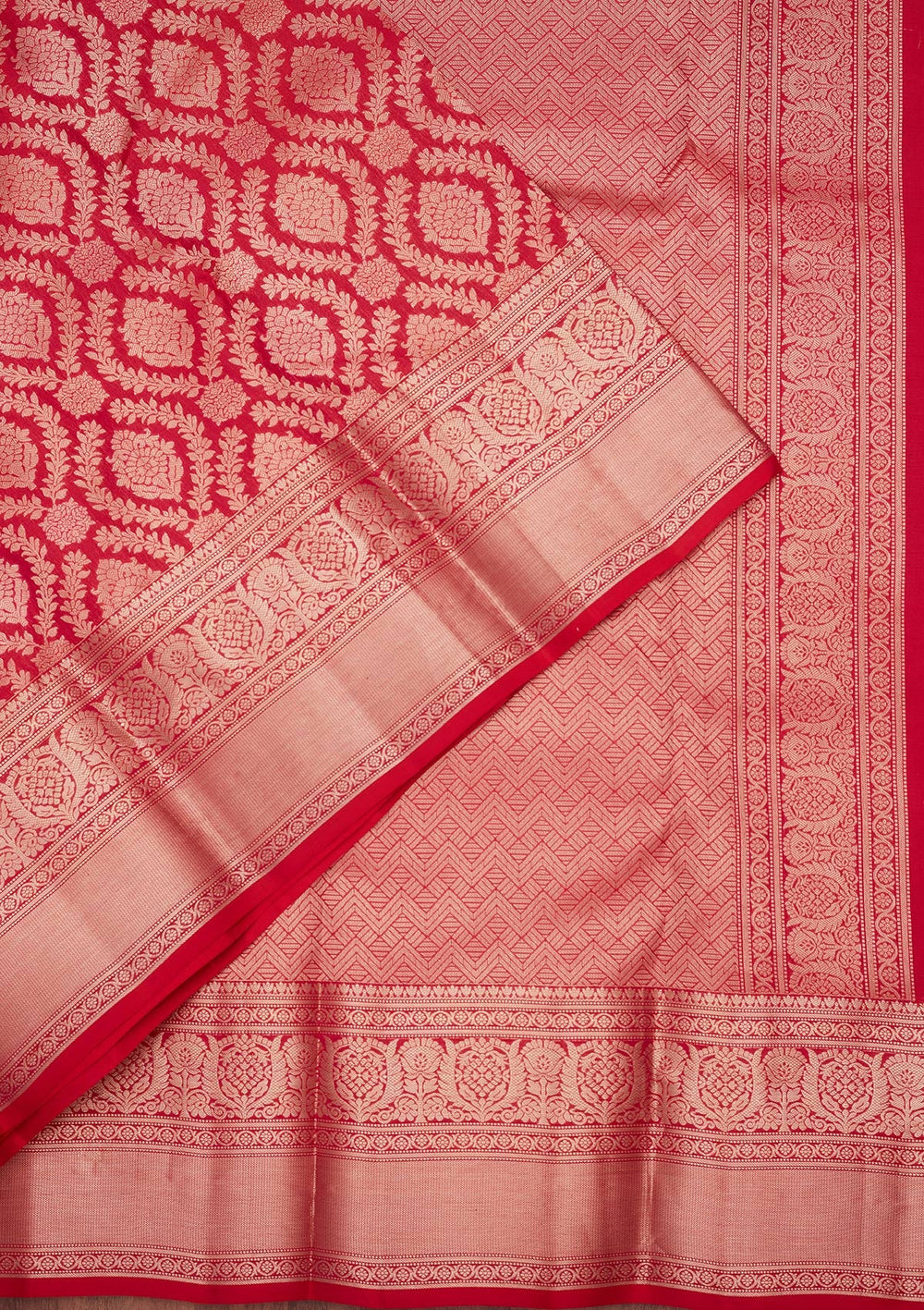 Red Zariwork Pure Silk Saree-koskii