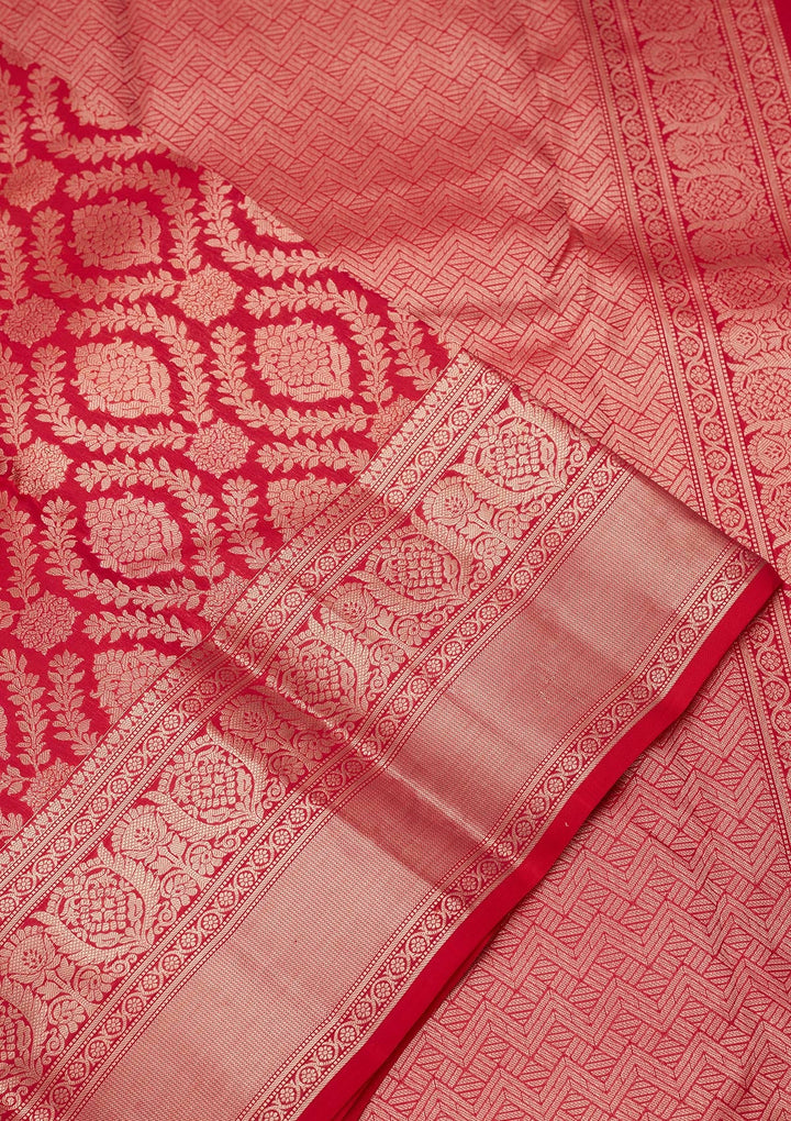Red Zariwork Pure Silk Saree-koskii