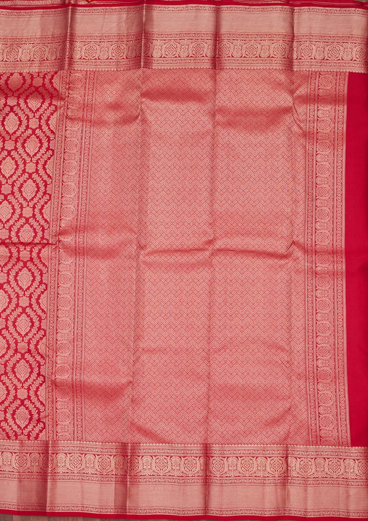 Red Zariwork Pure Silk Saree-koskii