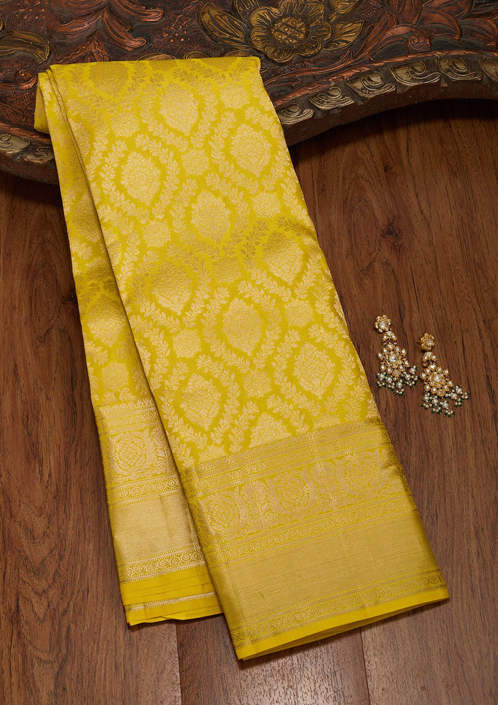 Yellow Zariwork Pure Silk Saree-koskii