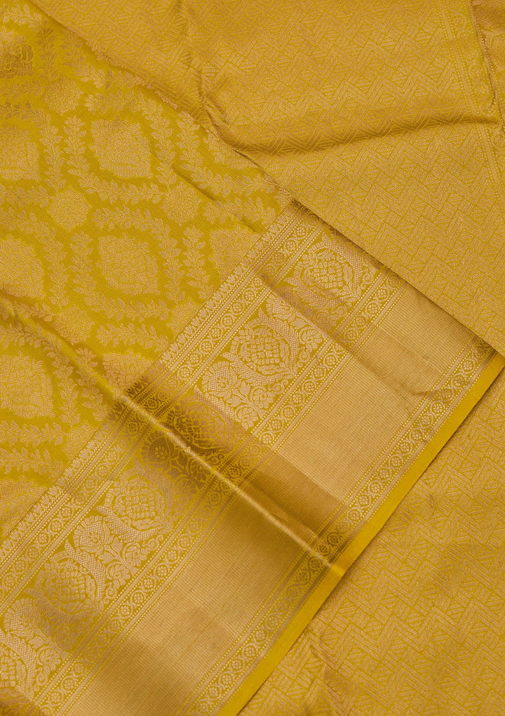 Yellow Zariwork Pure Silk Saree-koskii