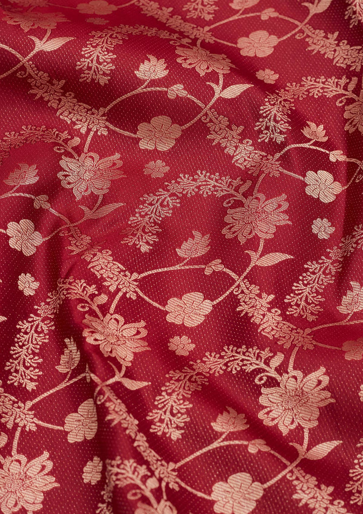 Maroon Zariwork Pure Silk Saree-koskii
