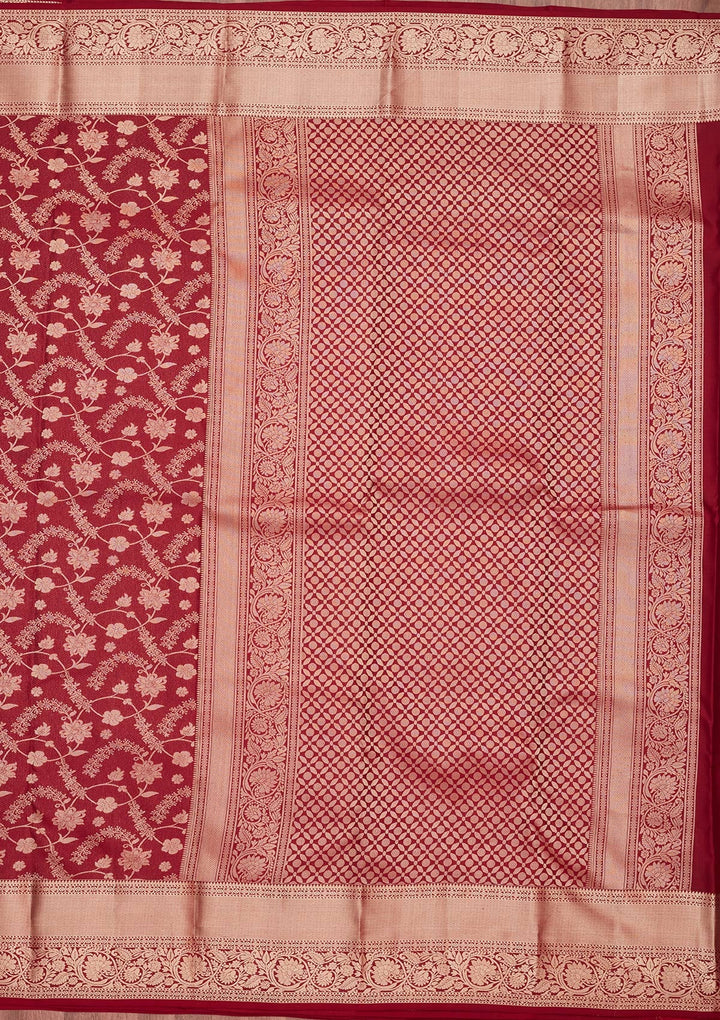 Maroon Zariwork Pure Silk Saree-koskii
