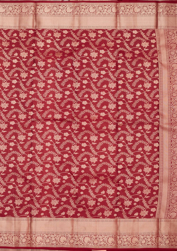 Maroon Zariwork Pure Silk Saree-koskii