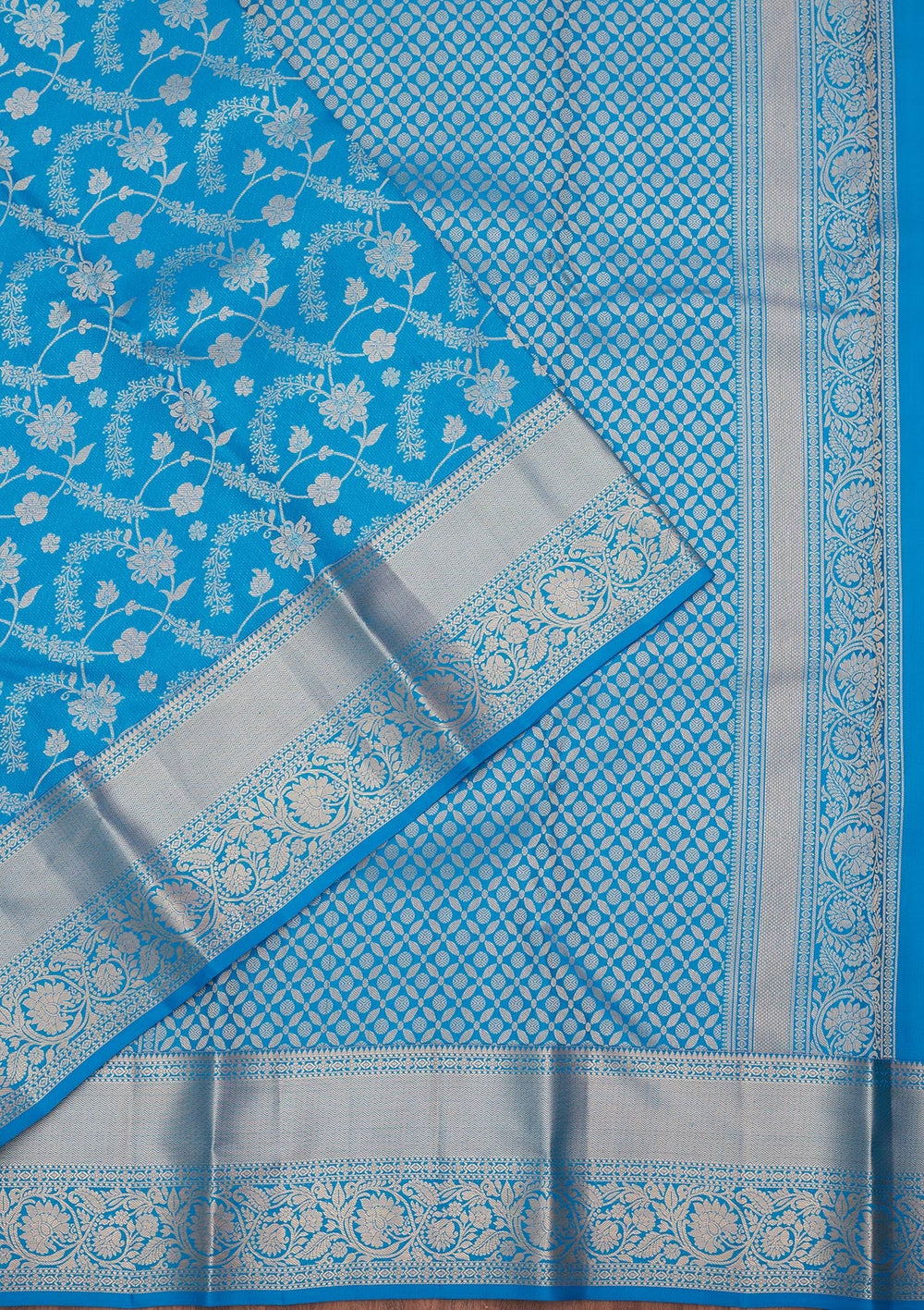 Turquoise Blue Zariwork Pure Silk Saree-koskii