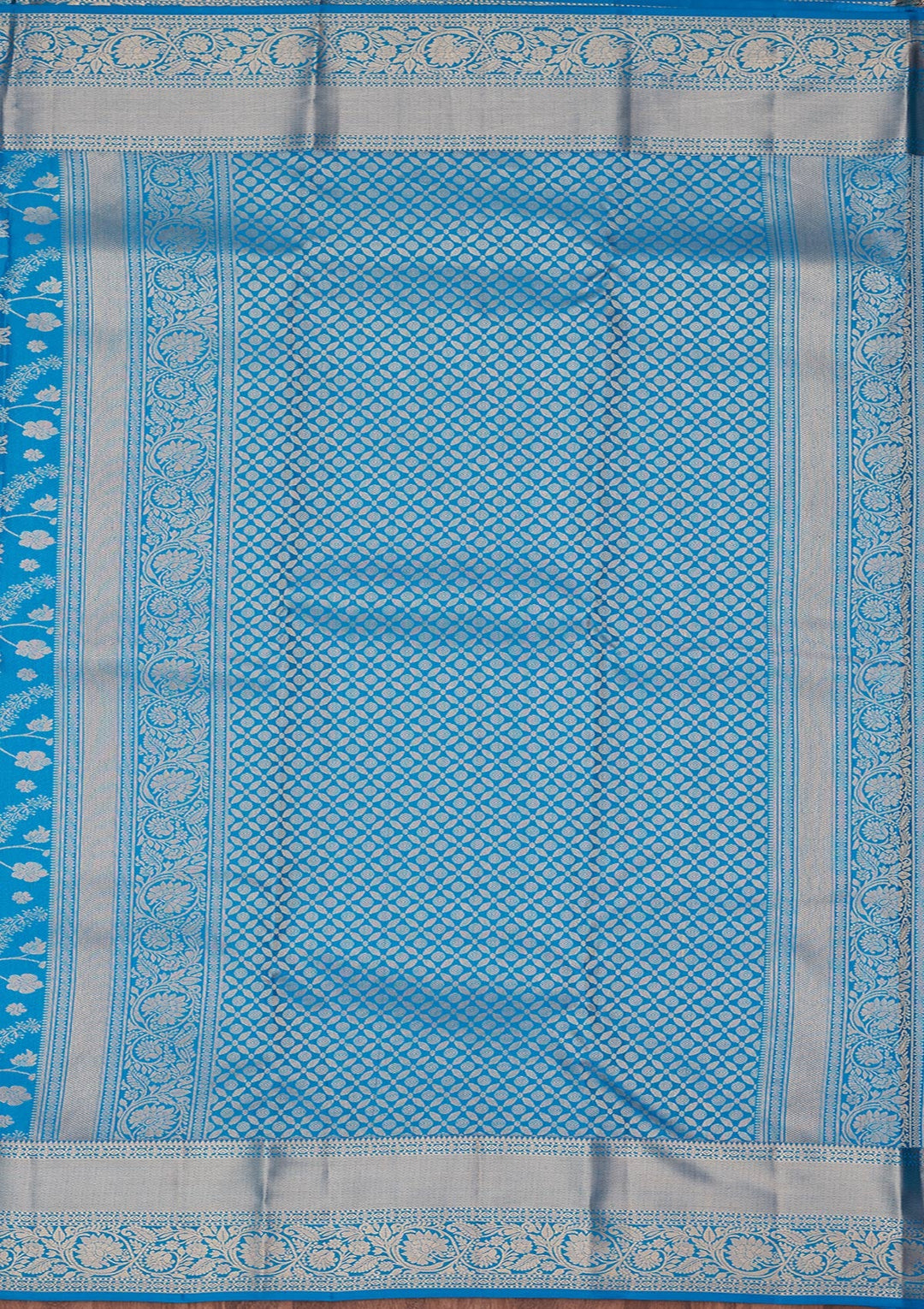 Turquoise Blue Zariwork Pure Silk Saree-koskii
