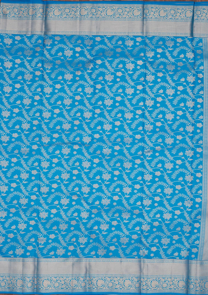 Turquoise Blue Zariwork Pure Silk Saree-koskii