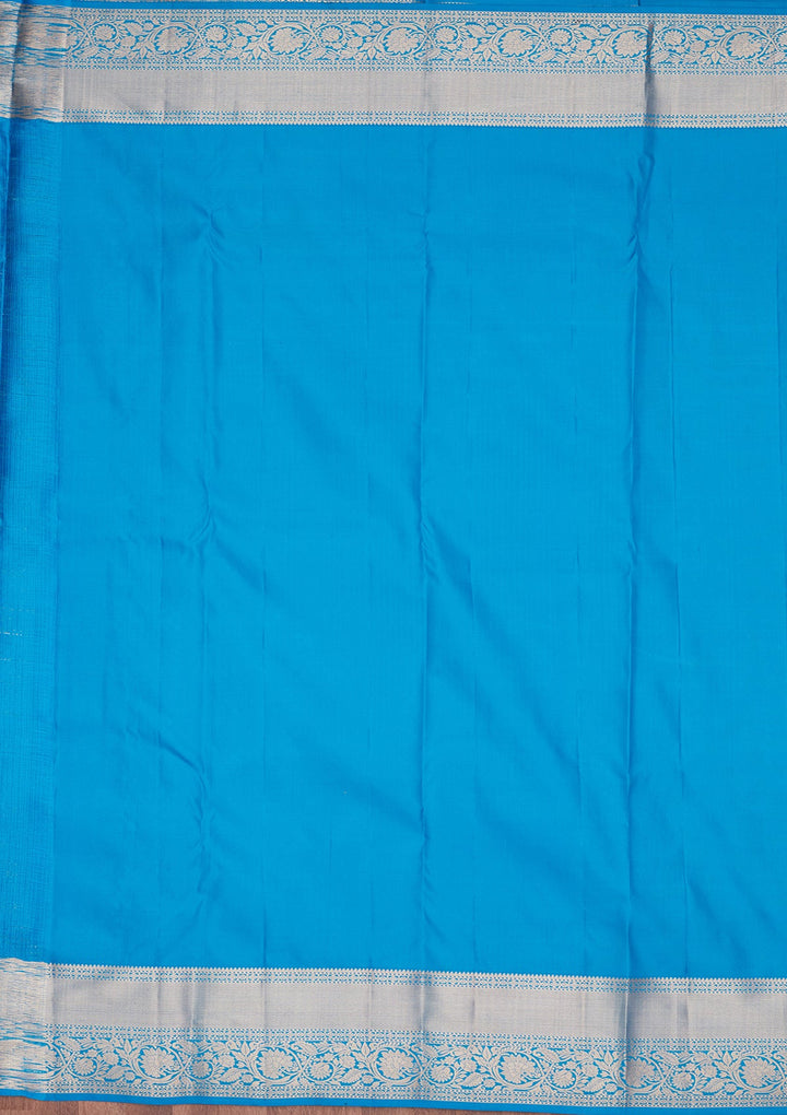 Turquoise Blue Zariwork Pure Silk Saree-koskii