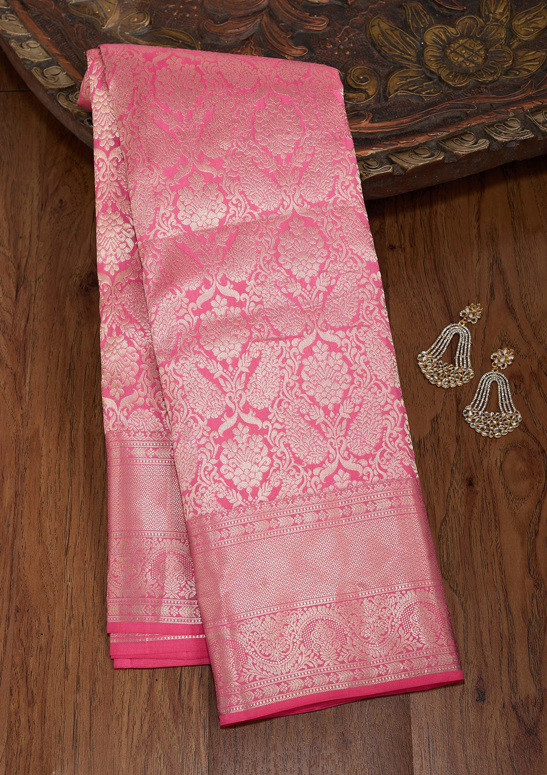 Pink Zariwork (Silver) Silk Silk_Saree