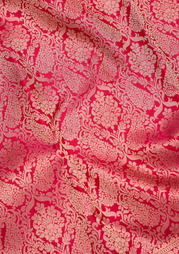 Rani Pink Zariwork Pure Silk Saree-koskii