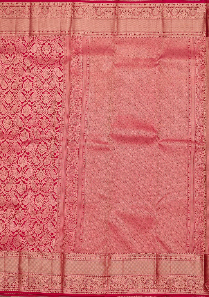 Rani Pink Zariwork Pure Silk Saree-koskii
