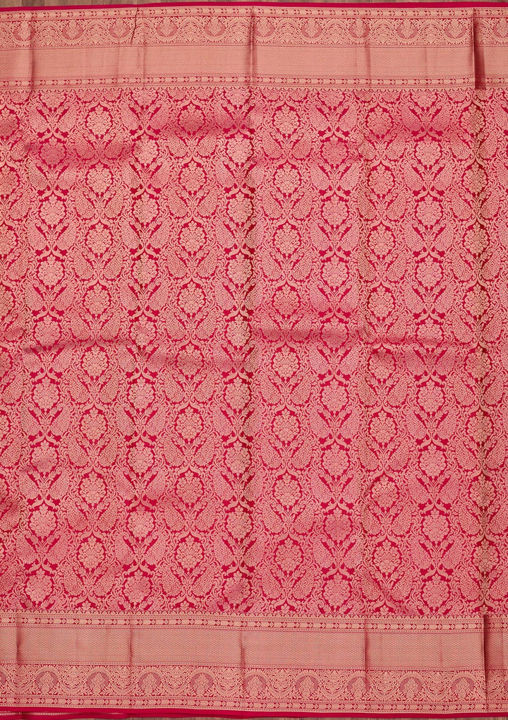 Rani Pink Zariwork Pure Silk Saree-koskii