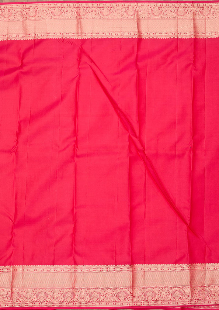 Rani Pink Zariwork Pure Silk Saree-koskii