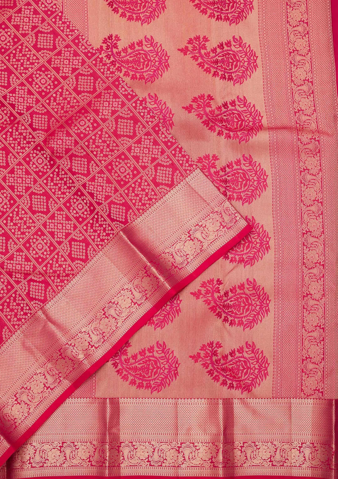 Rani Pink Zariwork Pure Silk Saree-koskii