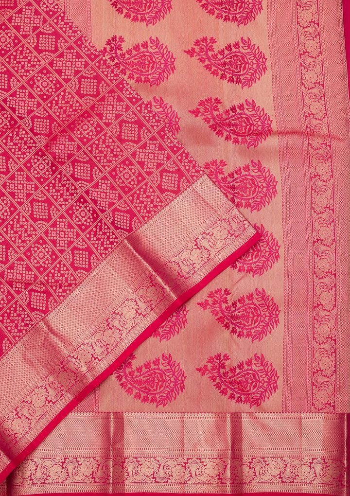 Rani Pink Zariwork Pure Silk Saree-koskii