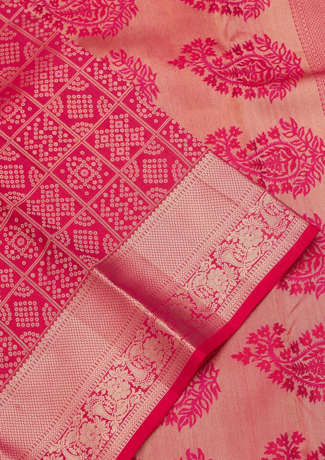 Rani Pink Zariwork Pure Silk Saree-koskii