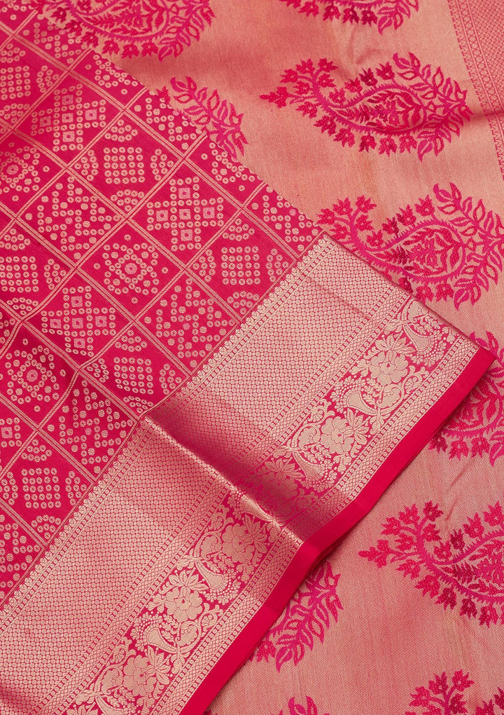 Rani Pink Zariwork Pure Silk Saree-koskii
