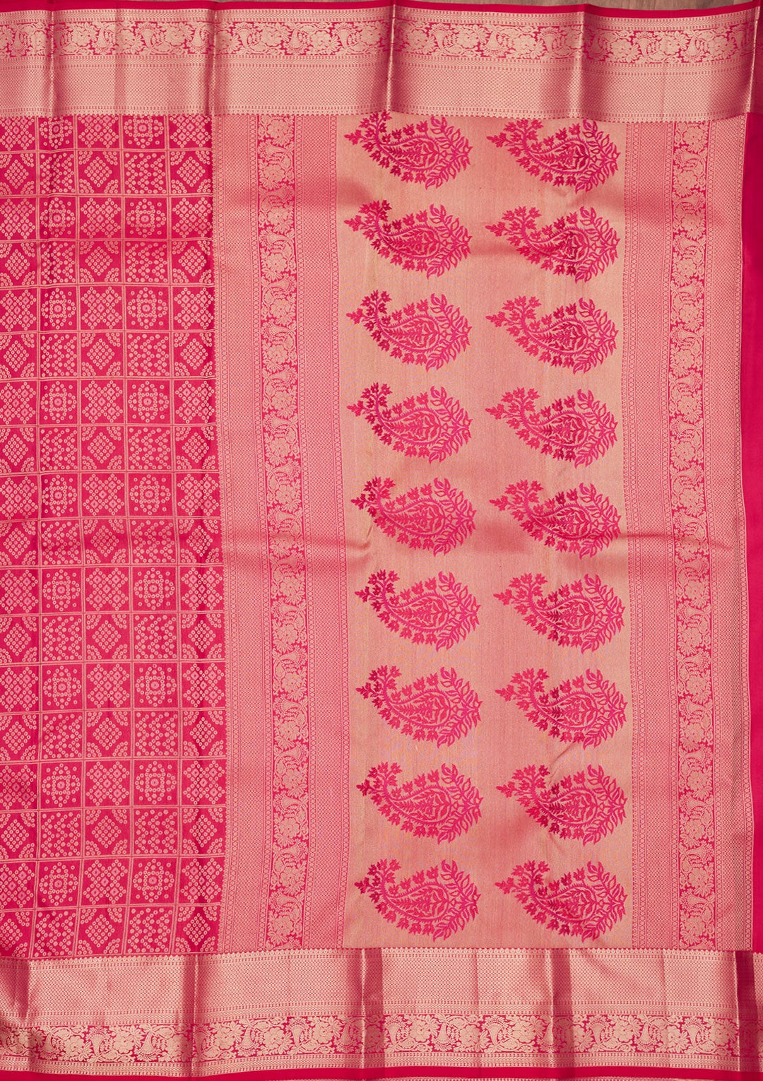 Rani Pink Zariwork Pure Silk Saree-koskii