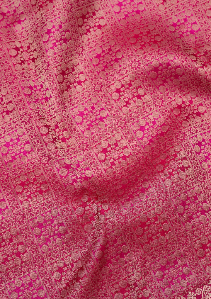 Magenta Pink Zariwork Pure Silk Saree
