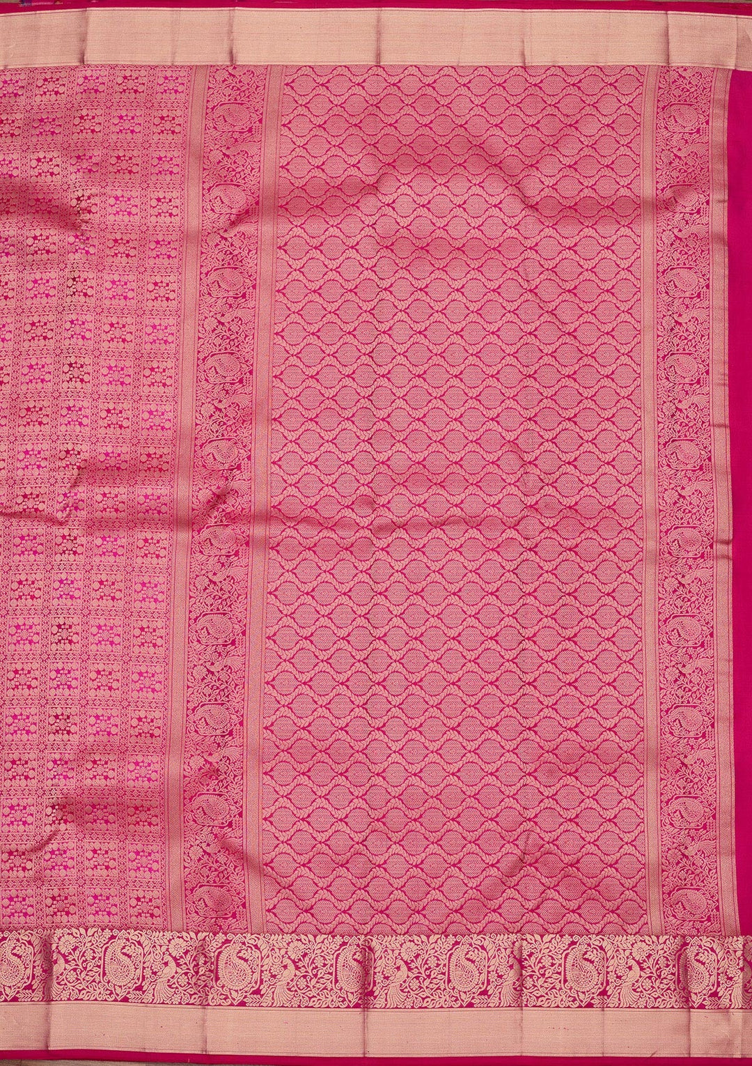 Magenta Pink Zariwork Pure Silk Saree
