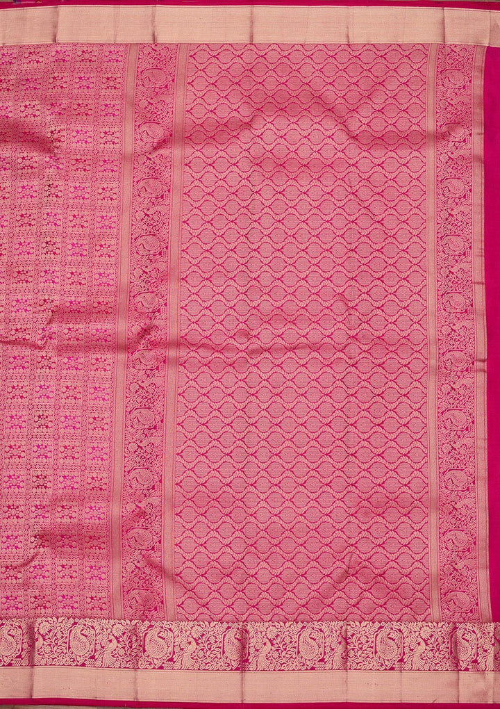 Magenta Pink Zariwork Pure Silk Saree