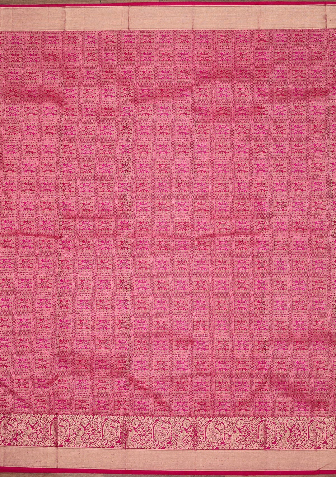 Magenta Pink Zariwork Pure Silk Saree