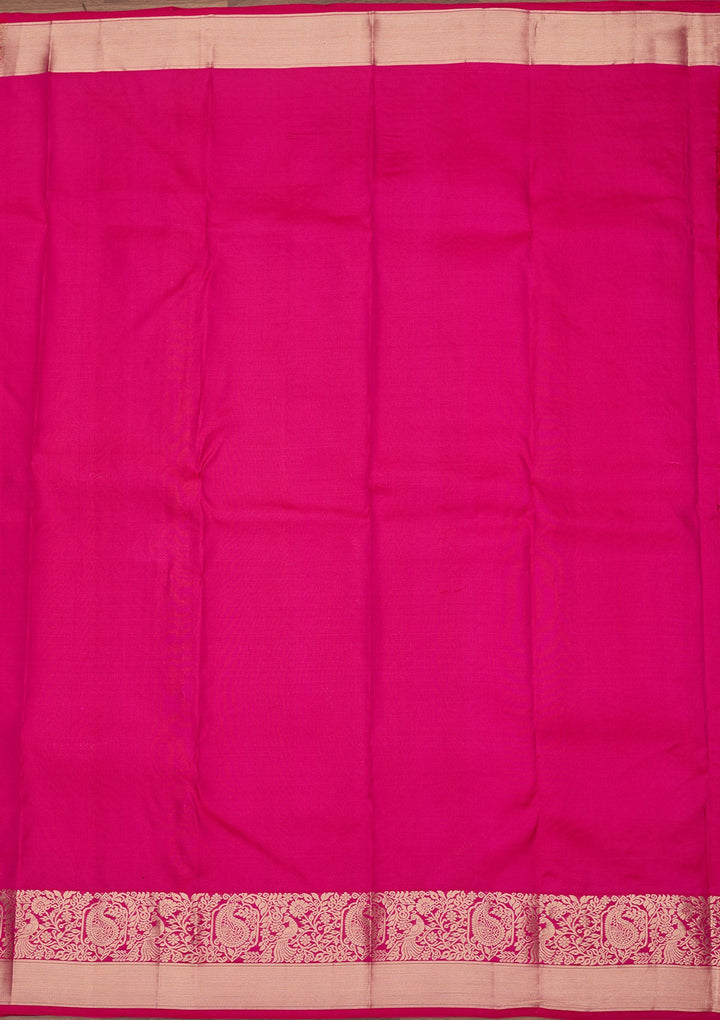Magenta Pink Zariwork Pure Silk Saree