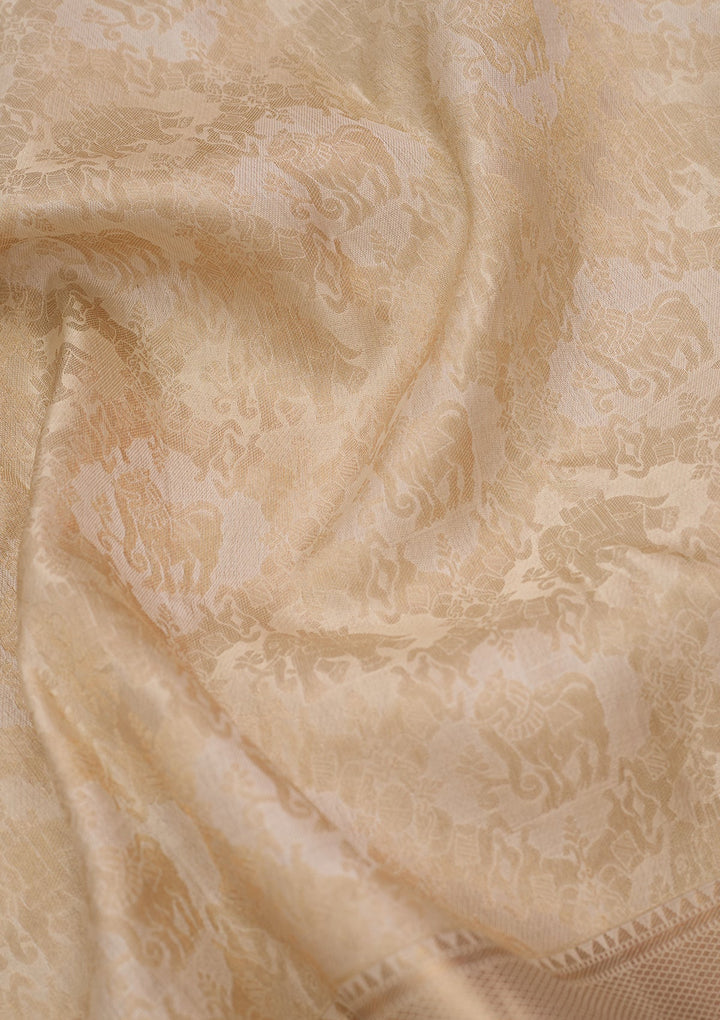 Cream Kanjivaram Pure Silk Saree