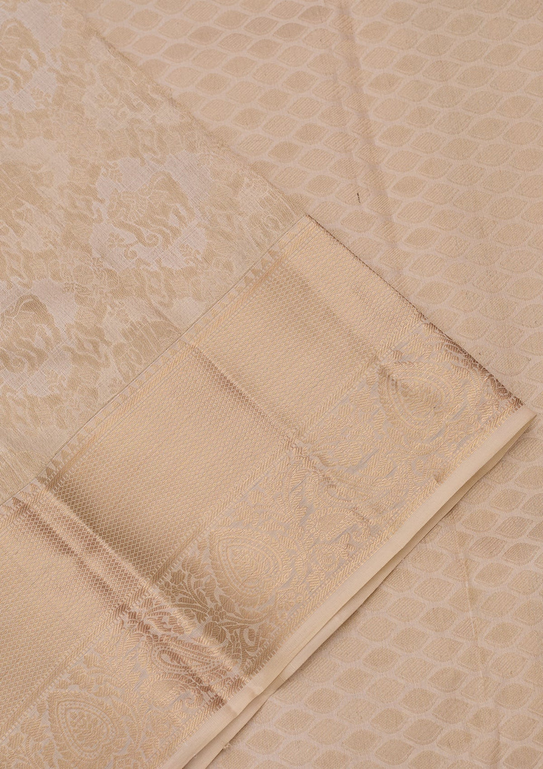 Cream Kanjivaram Pure Silk Saree
