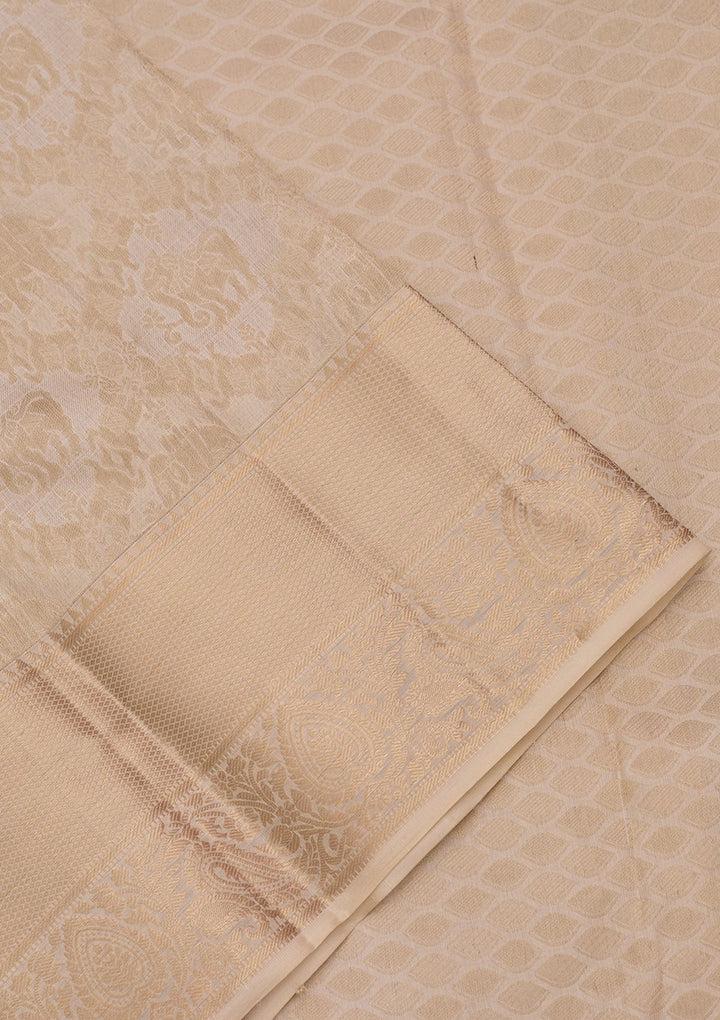 Cream Kanjivaram Pure Silk Saree