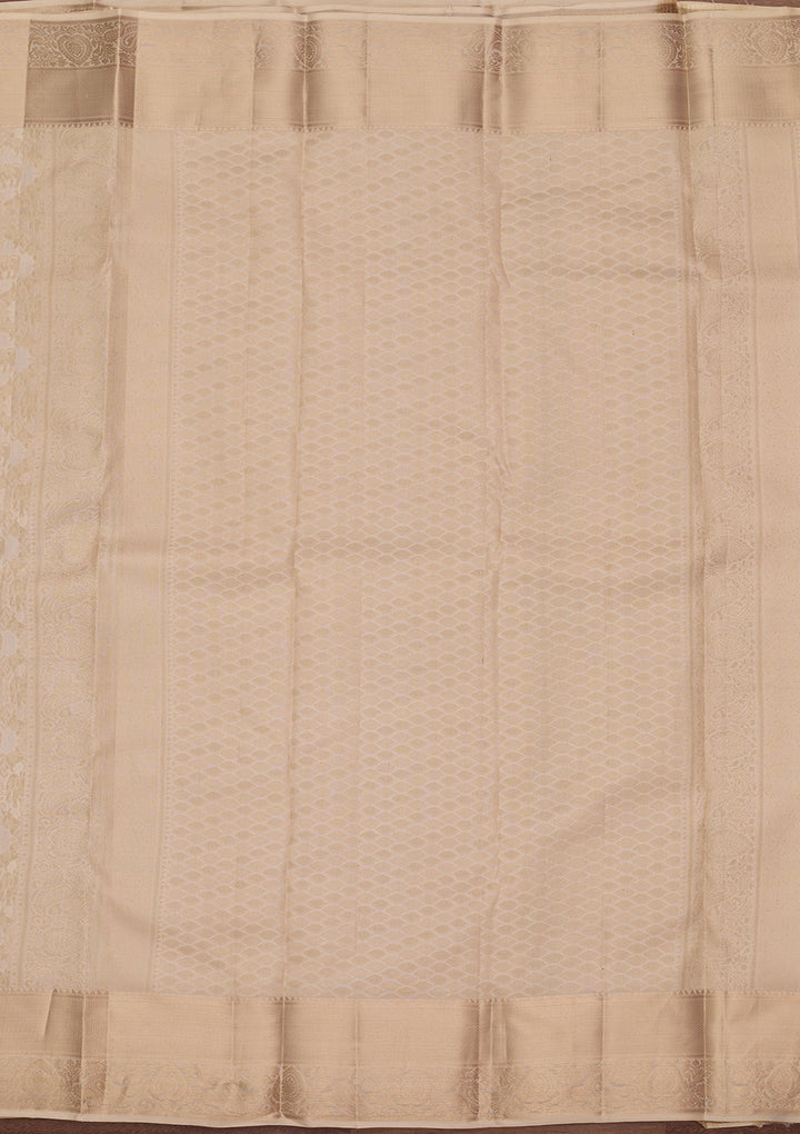 Cream Kanjivaram Pure Silk Saree