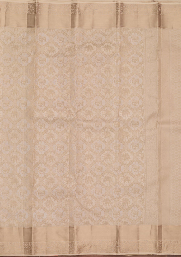 Cream Kanjivaram Pure Silk Saree