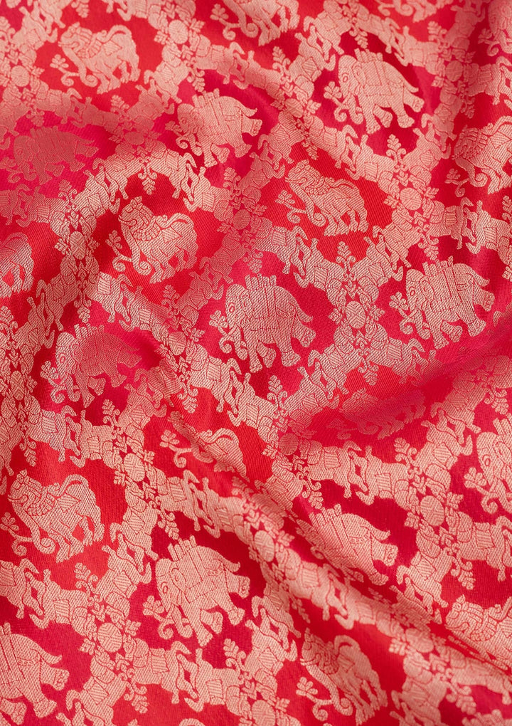 Red Zariwork Pure Silk Saree-koskii