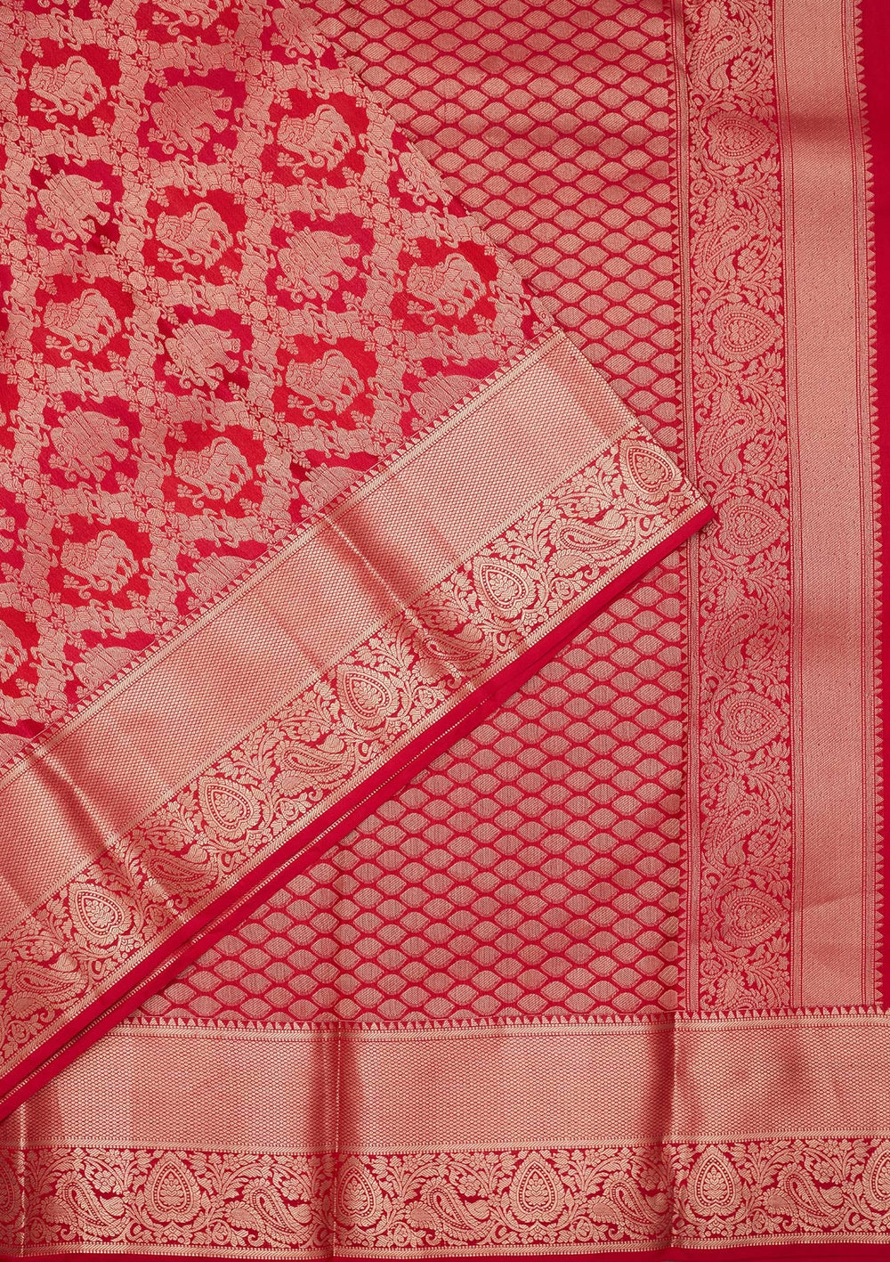 Red Zariwork Pure Silk Saree-koskii