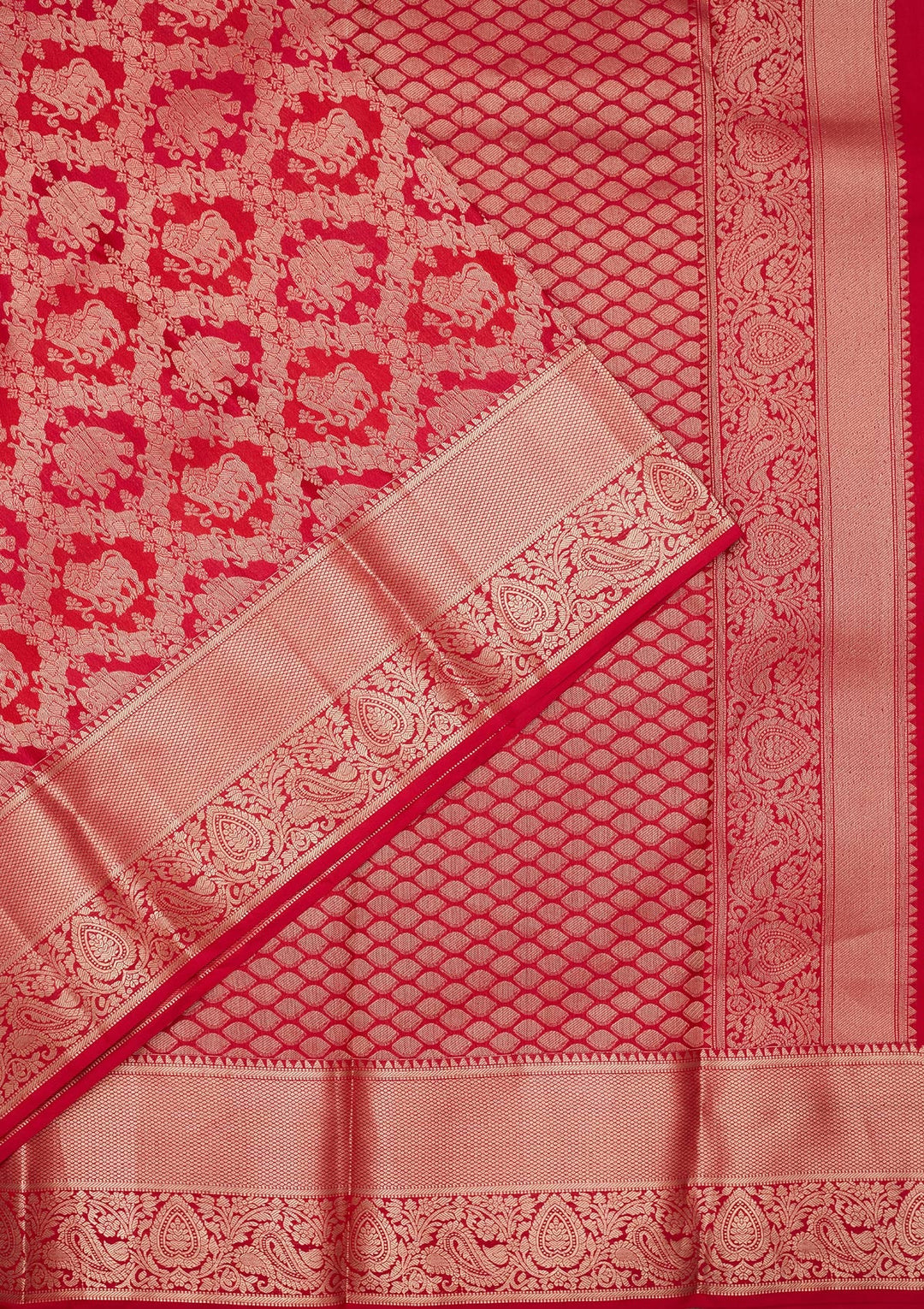Red Zariwork Pure Silk Saree-koskii