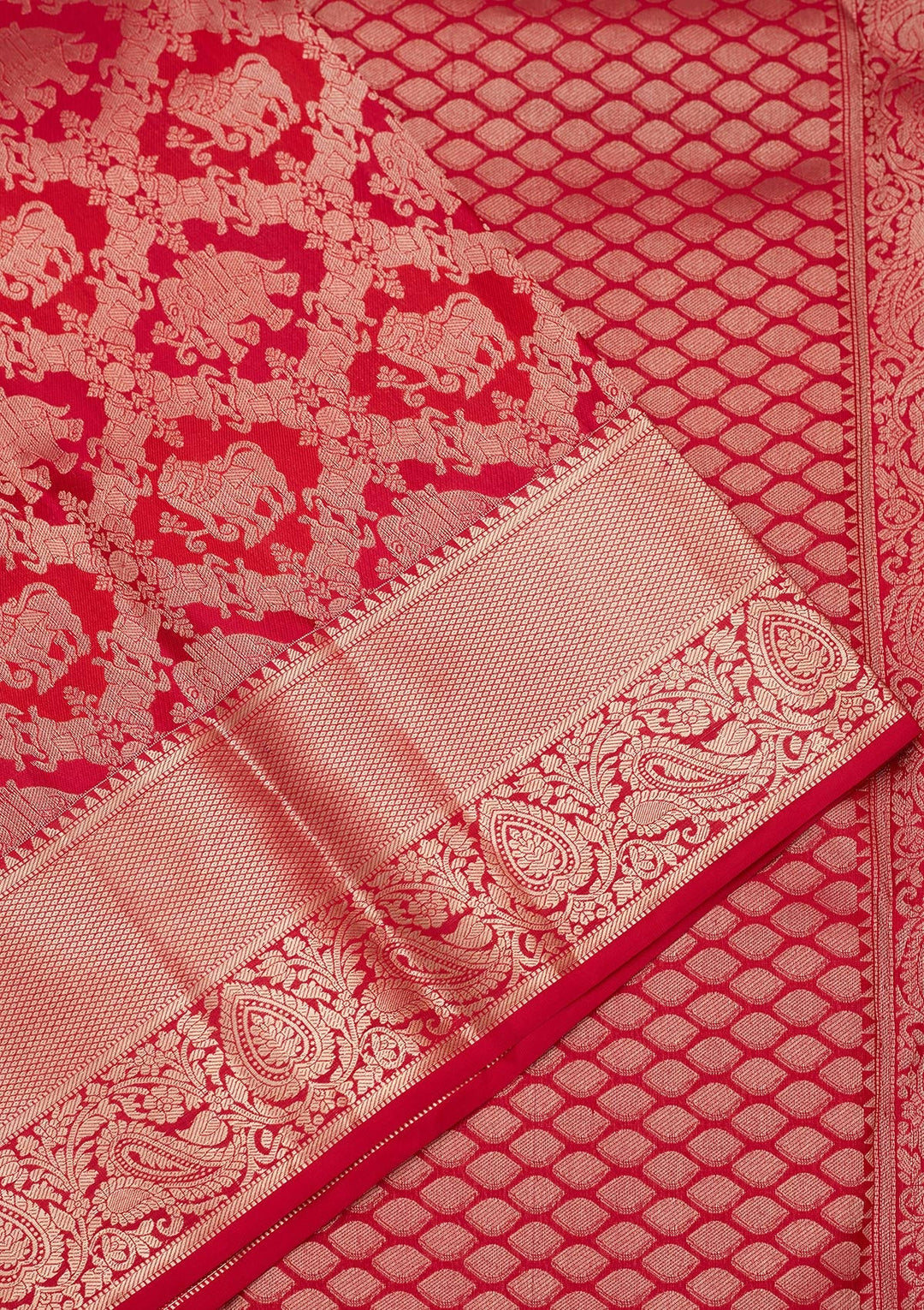 Red Zariwork Pure Silk Saree-koskii