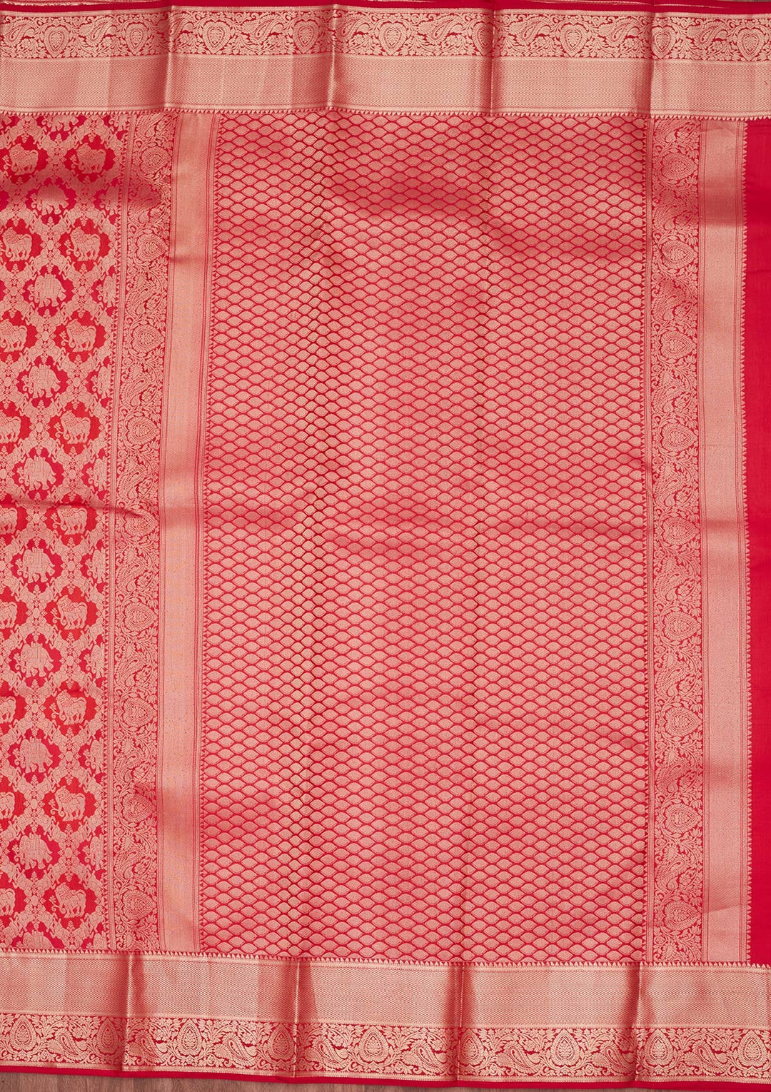Red Zariwork Pure Silk Saree-koskii