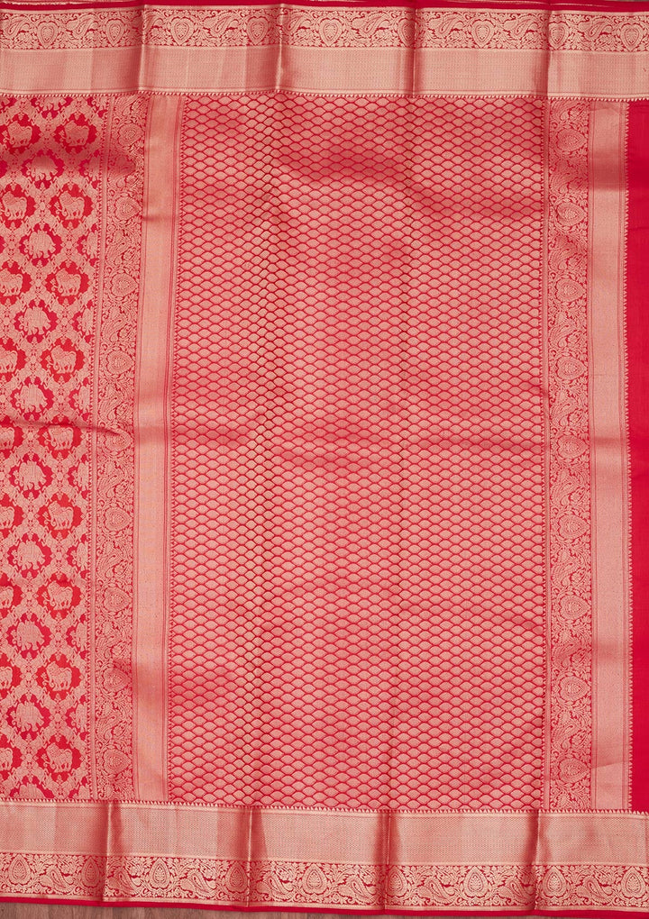 Red Zariwork Pure Silk Saree-koskii