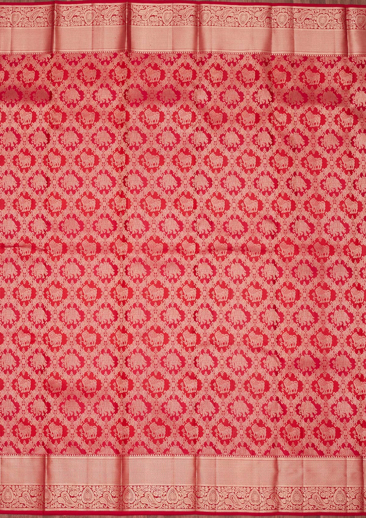 Red Zariwork Pure Silk Saree-koskii