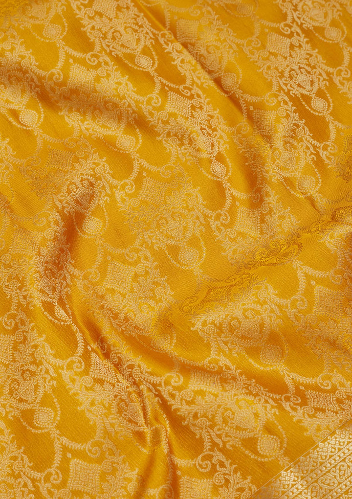 Yellow Zariwork Pure Silk Saree-koskii