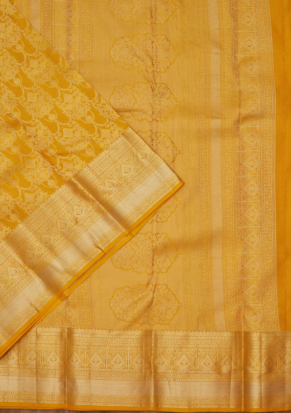 Yellow Zariwork Pure Silk Saree-koskii