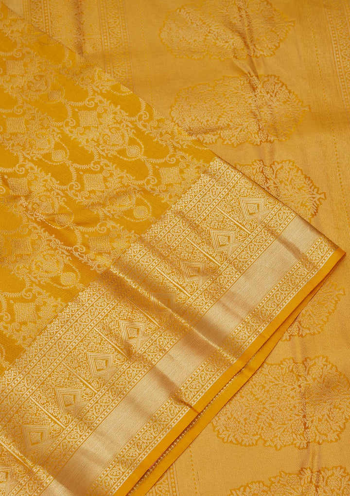 Yellow Zariwork Pure Silk Saree-koskii